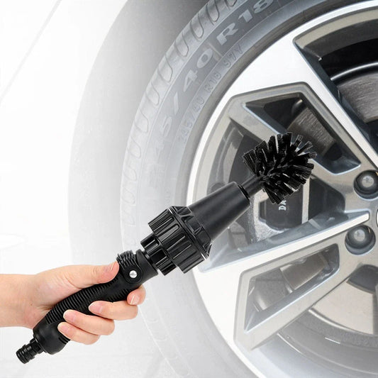 Water-powered rotating cleaning brush for effortless car, pet, and outdoor furniture cleaning