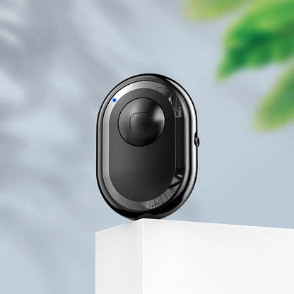 Black wireless Bluetooth remote control for cameras with tripod mount thread