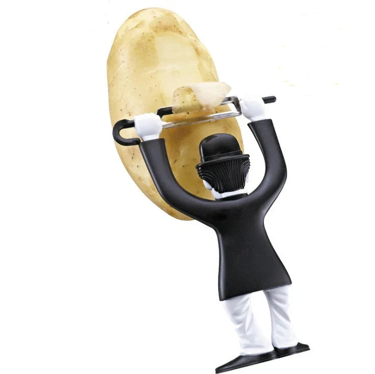 Handy fruit and vegetable peeler with clever character design, made of durable stainless steel for efficient and stylish kitchen prep
