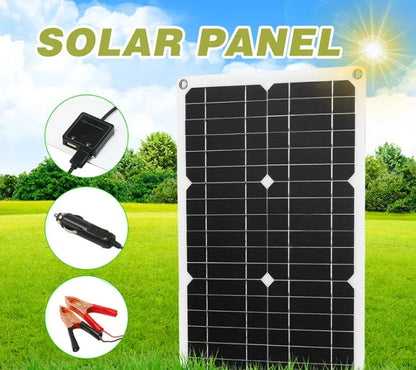 Black and white monocrystalline solar panel, 180W, 420 x 280 mm, with optional black and blue ABS controller