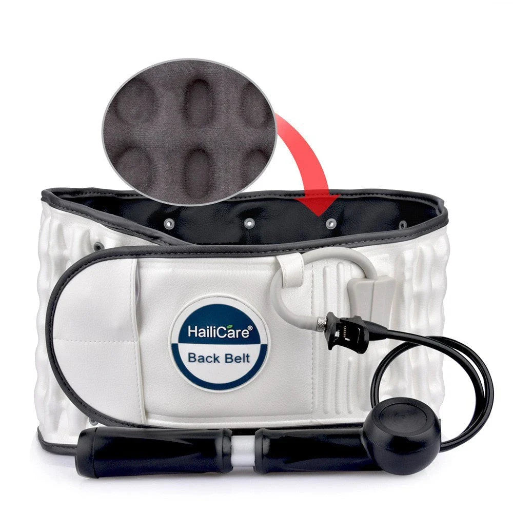 Ergonomic back support belt with adjustable lumbar traction and heat therapy for pain relief