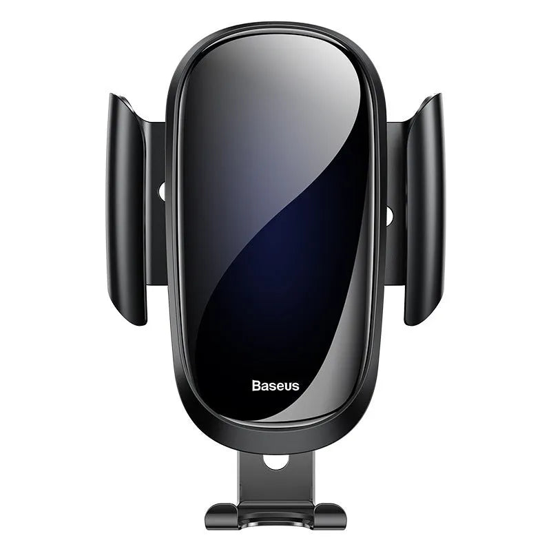Universal smart car phone bracket with adjustable arm and 360-degree rotation in black, blue, and silvery colours.