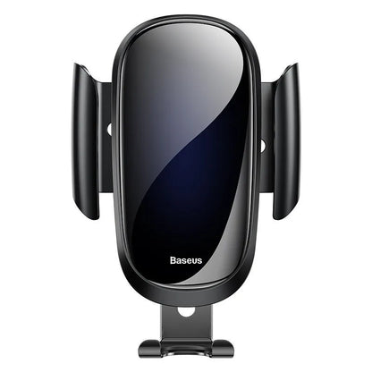 Universal smart car phone bracket with adjustable arm and 360-degree rotation in black, blue, and silvery colours.