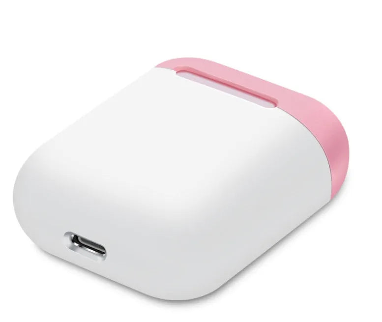 Soft silicone protective case for Apple AirPods charging box in various solid colours.