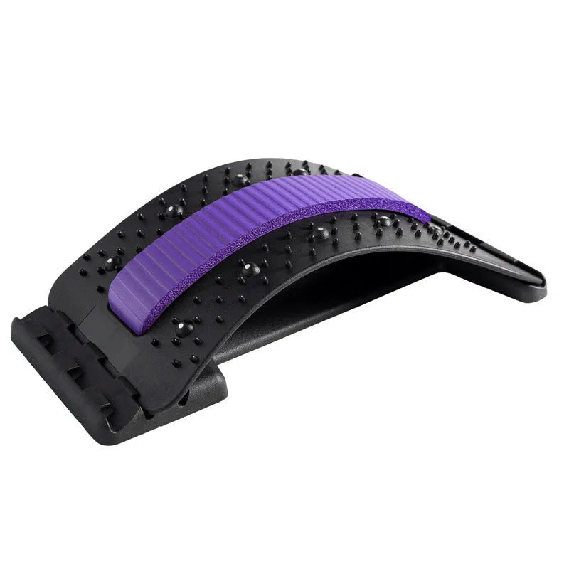Adjustable back stretcher massager with multiple massage heads for lumbar spine pain relief