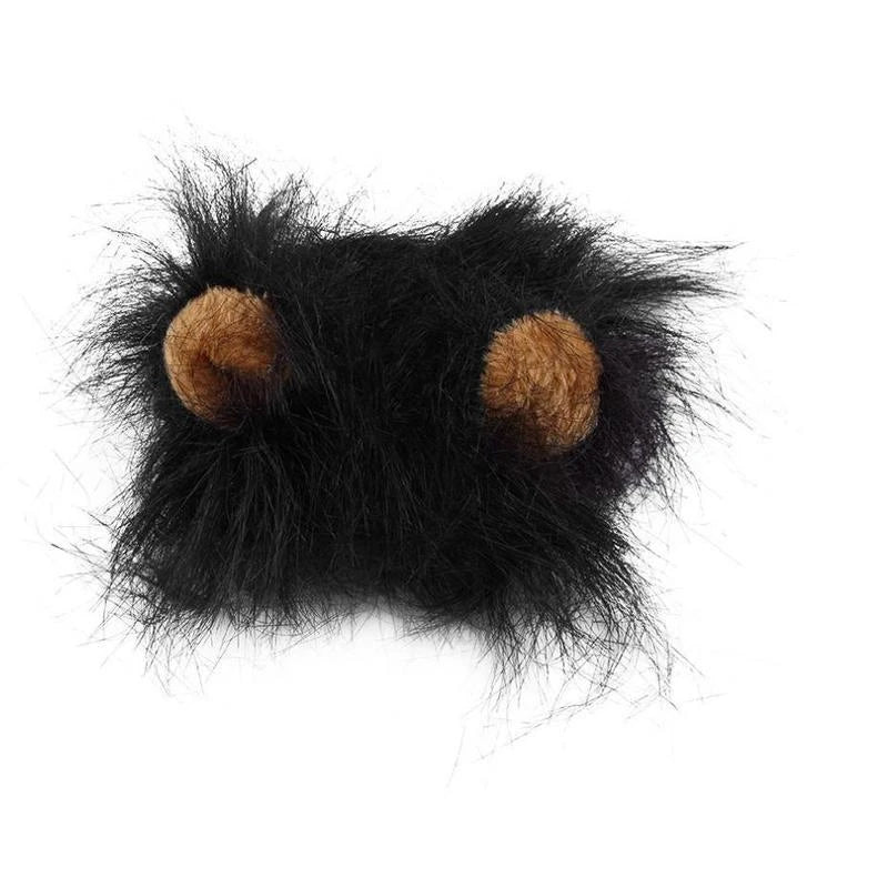 A charming pet hat with a fluffy lion mane and ears, designed to make your furry friend look like the king or queen of the jungle.