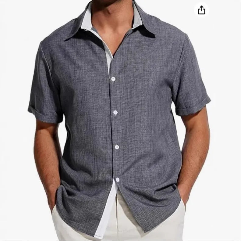 Men's short-sleeved floral print polyester shirt in matcha green colour