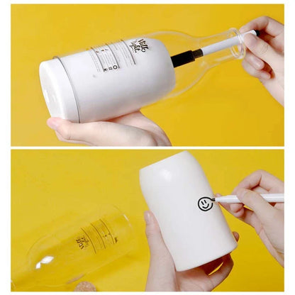 Cosy milk bottle-shaped USB charging LED night light lamp with customisable message, ideal as a baby gift or home decor