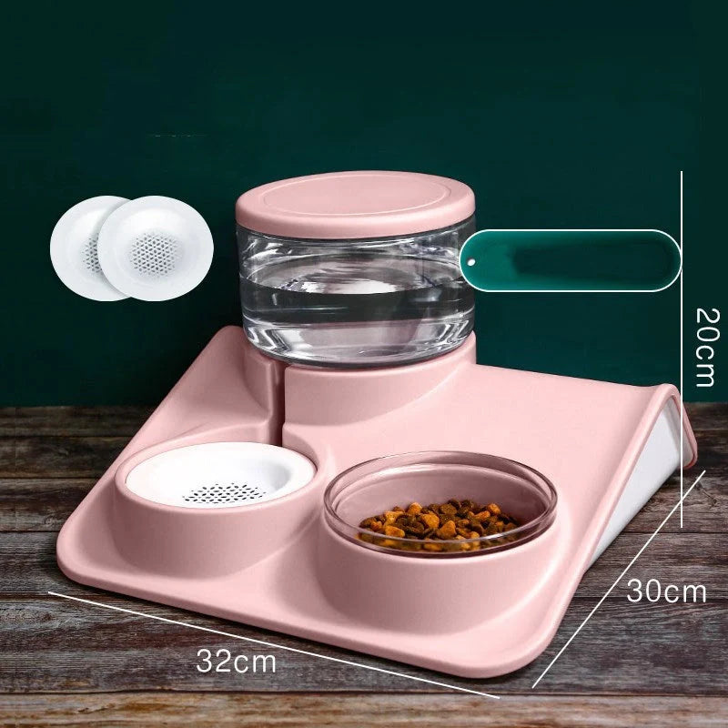 Automatic Feeder Water Fountain for pets with 1.8L capacity and non-plug-in design