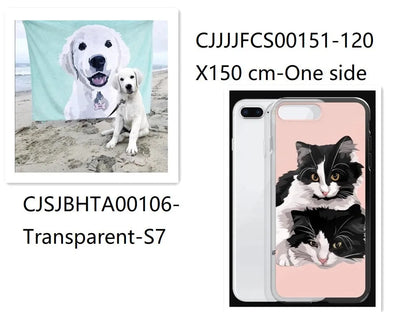 Custom flannel photo blanket and matching transparent phone case with personalised design.