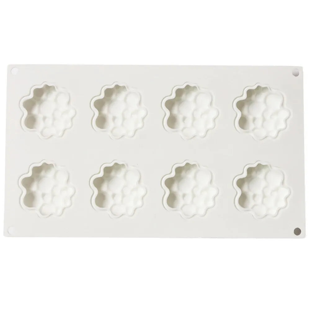 Round silicone cake mould with eight bubble tower pattern design for baking