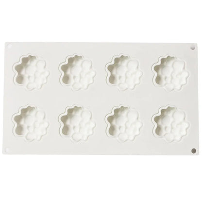 Round silicone cake mould with eight bubble tower pattern design for baking