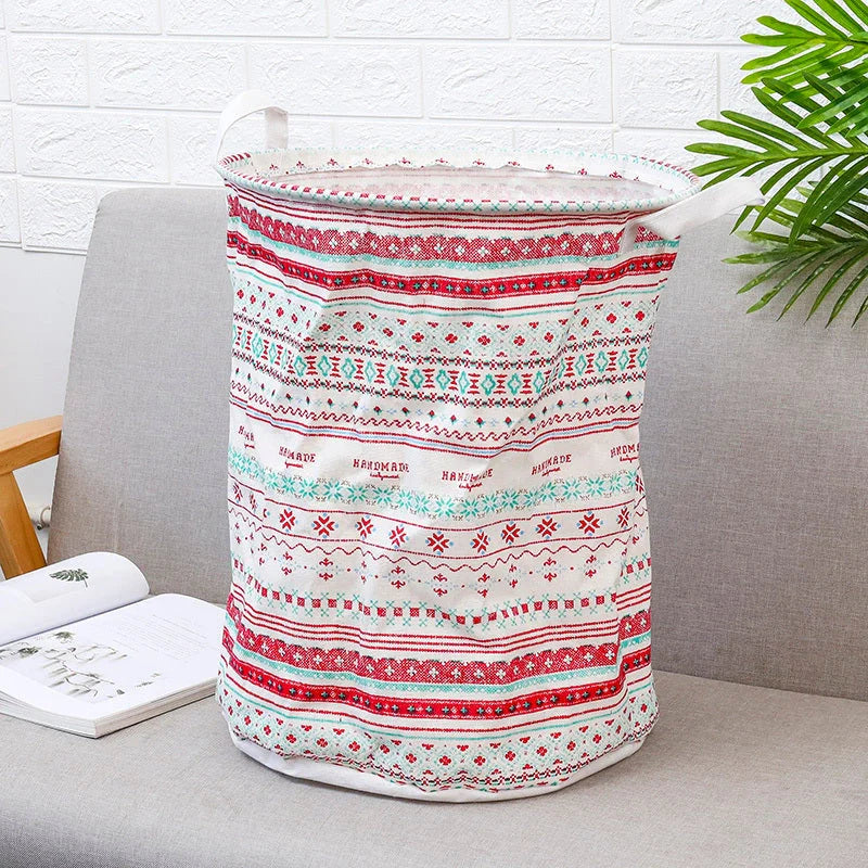 European style cotton linen laundry basket with various designs for home organisation