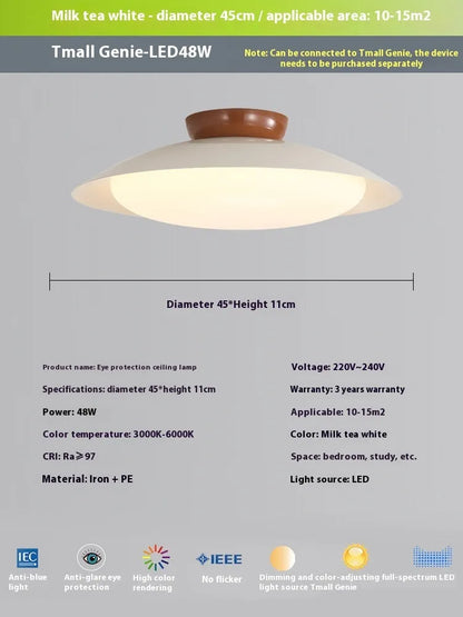 Flying saucer ceiling lamp in cream style with iron shade, available in 25cm or 45cm diameter and six colours