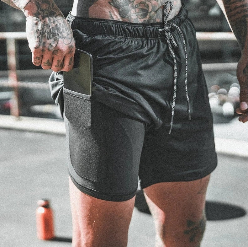 Premium compression shorts with pockets for men, perfect for gym and casual wear