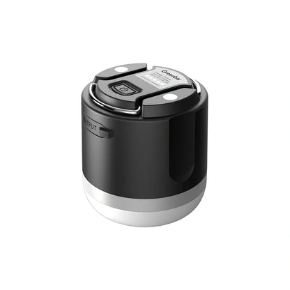 Outdoor tent camping light with 7200mAh battery in black silver colour showing compact 78x67mm dimensions