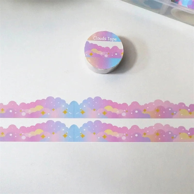 Japanese paper washi tape with stars and clouds decorative border design