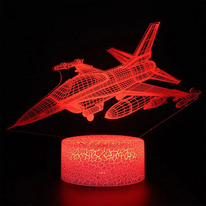 Cartoon aeroplane shaped night light with LED illumination and touch control panel