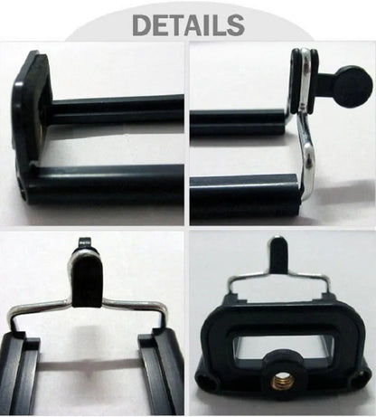 Black octopus tripod with flexible rubber legs wrapped around a pole, holding a smartphone.