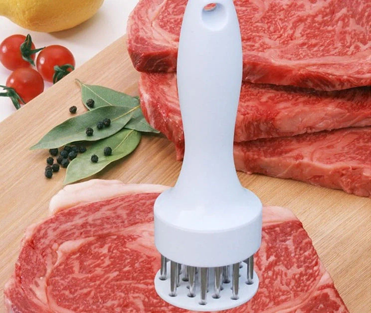 Stainless steel tender meat needle for kitchen use, perfect for pork chops and steaks