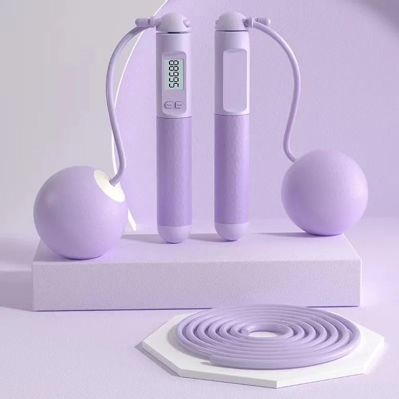 Skipping rope with bearings in various colours like black long shoelace or green cordless, made from ABS plastic for fitness use.