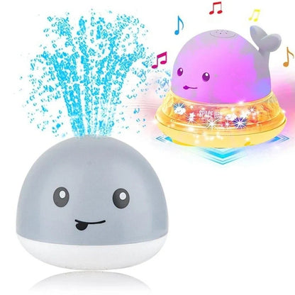 Electric induction whale spray toy for baby bath time with automatic water spray and flashing lights