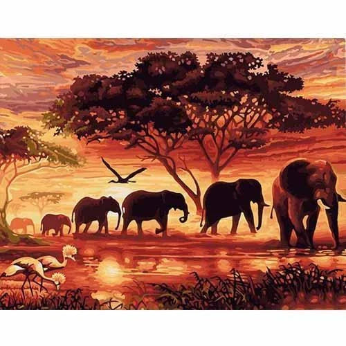 Sunset Elephants DIY Painting Kit for custom home decor