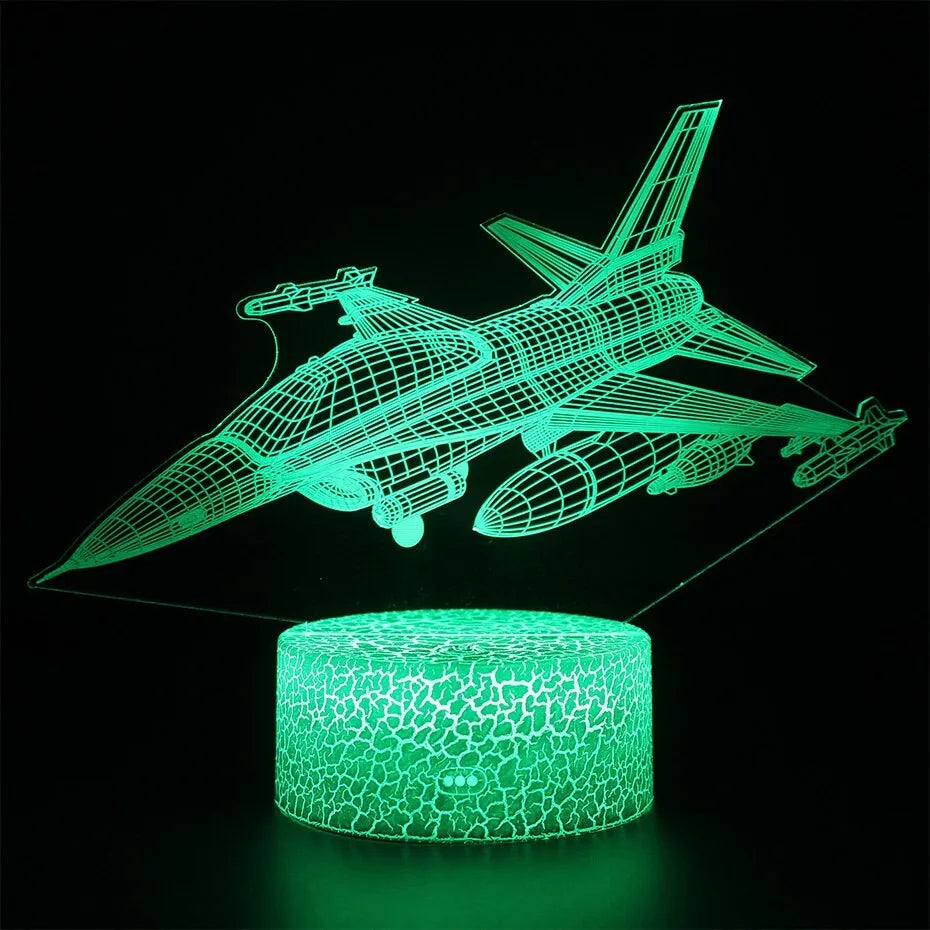 Cartoon aeroplane shaped night light with LED illumination and touch control panel