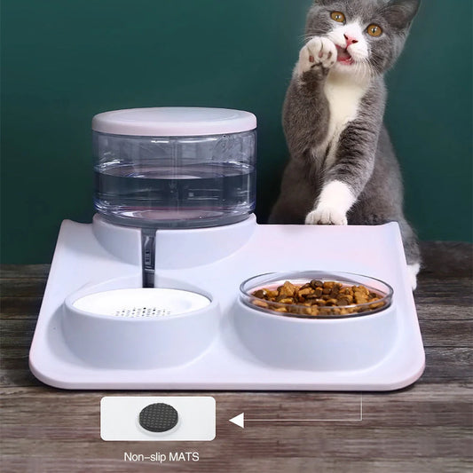 Automatic Feeder Water Fountain for pets with 1.8L capacity and non-plug-in design