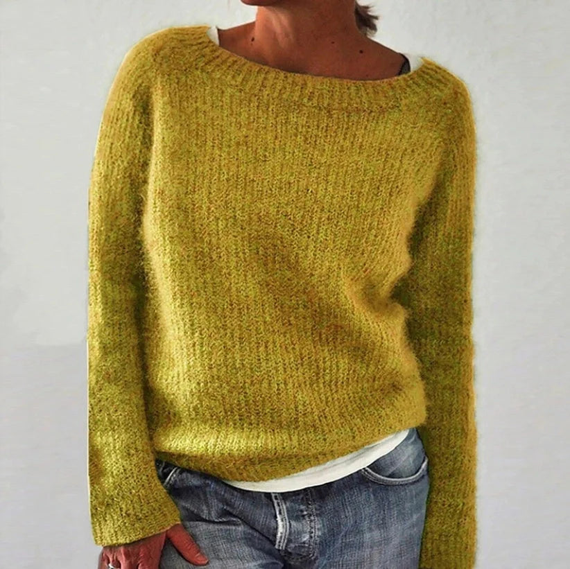 Classic fine wool knit sweater with stitching detail