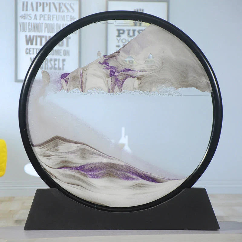 Captivating glass sand art with dynamic quicksand displays featuring vibrant colors and mesmerizing 3D effects