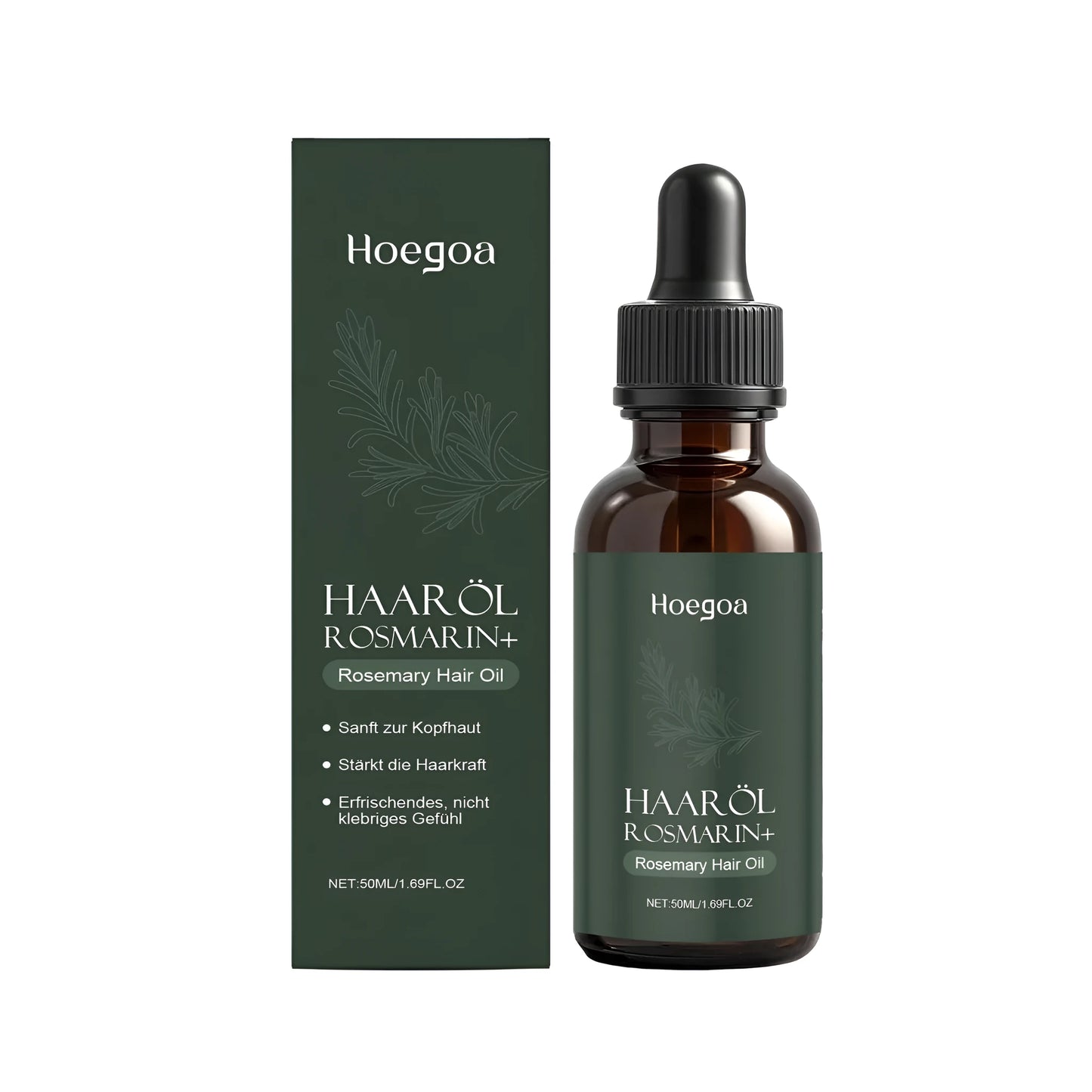50ml dropper bottle of rosemary hair care oil with ginger root and castor oil
