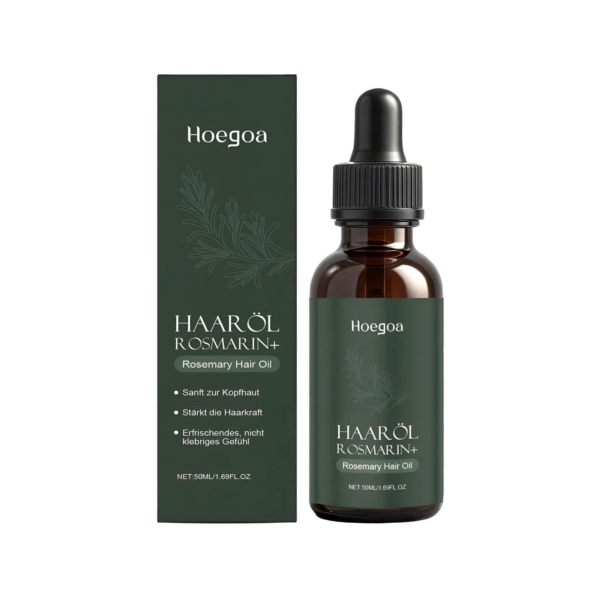 50ml dropper bottle of rosemary hair care oil with ginger root and castor oil