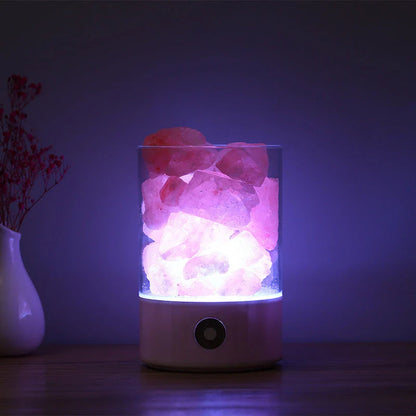 Himalayan Salt Lamp with Adjustable Color Changing LED Lighting for Air Purification and Relaxing Ambiance