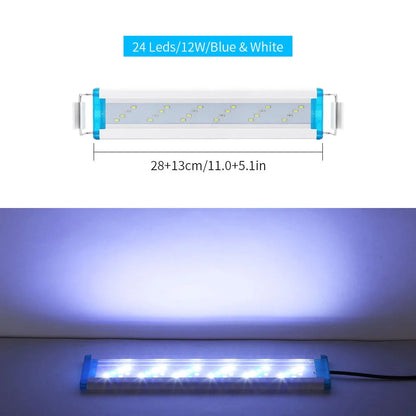 Ultra-thin PVC aquarium LED light fixture in blue and white lighting modes