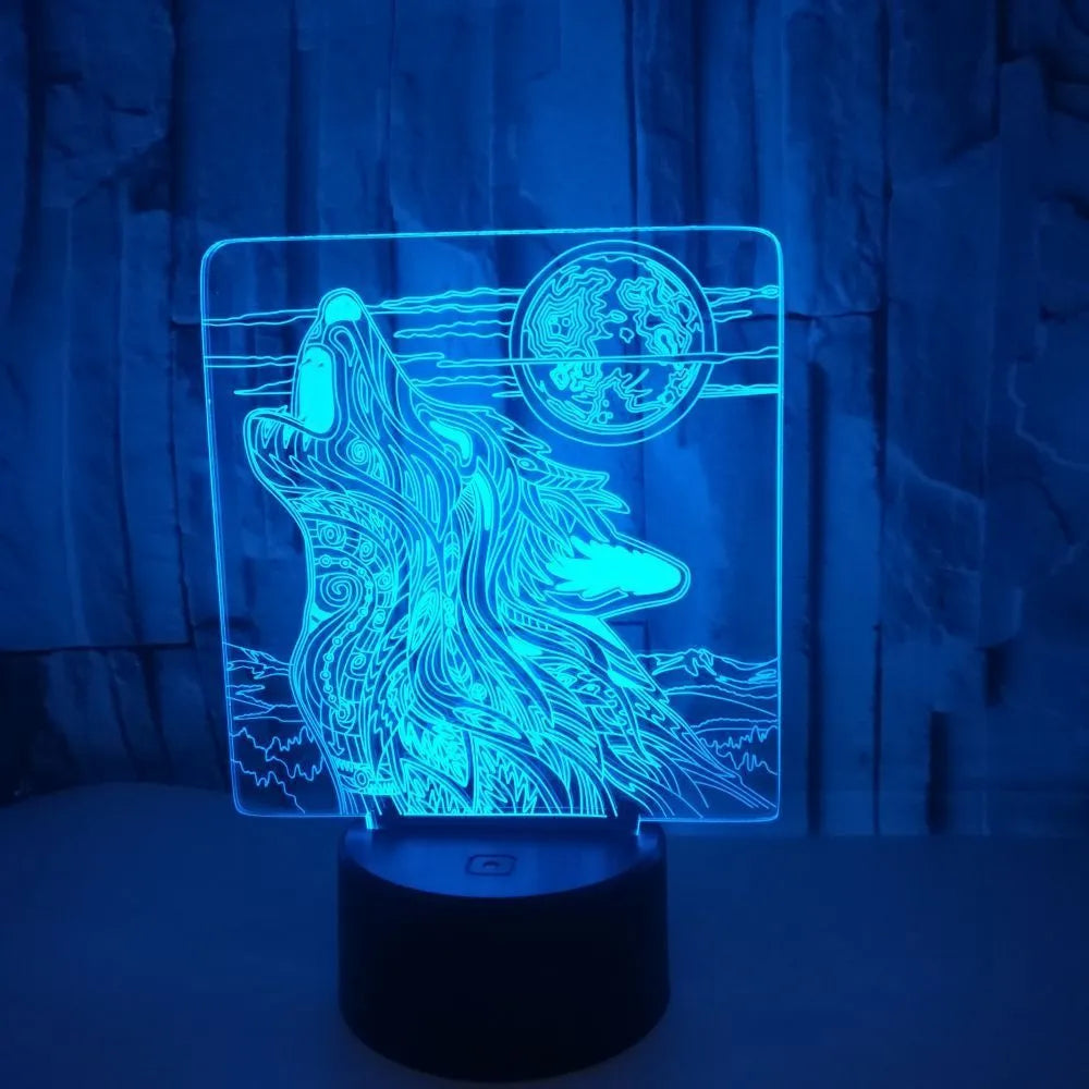 Colour-changing LED desk lamp with touch controls and remote showing multiple colour options