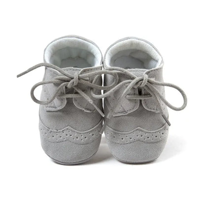 Men's vintage soft-soled baby shoes in synthetic leather, shown in light brown colour