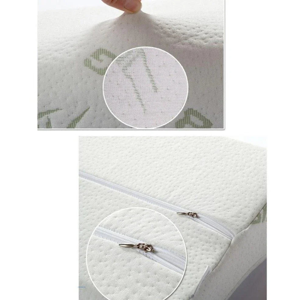 Bamboo fibre cervical pillow with slow rebound memory foam in four size options for neck support