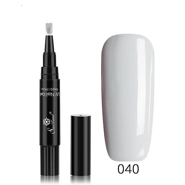 3-in-1 Gel Nail Varnish Pen with Glitter for One-Step Nail Art