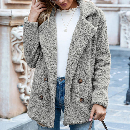 A cozy, plush winter jacket for women in a variety of stylish colors and sizes