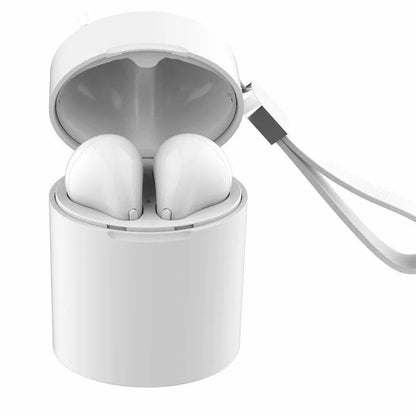 Black wireless neck-mounted sports headphones with magnetic earpieces and charging case