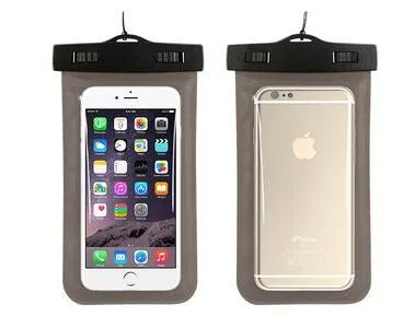 AQUA-ONE waterproof phone pouch showing clear PVC construction with phone visible inside