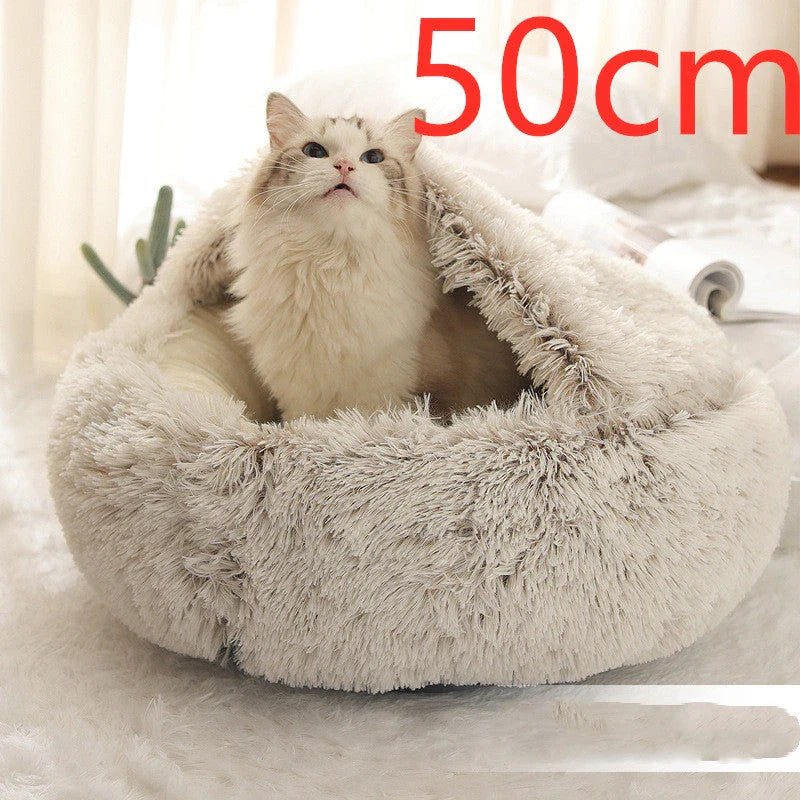 Cozy All-in-One Pet Bed in various colors and sizes, providing a plush and comfortable retreat for cats and dogs