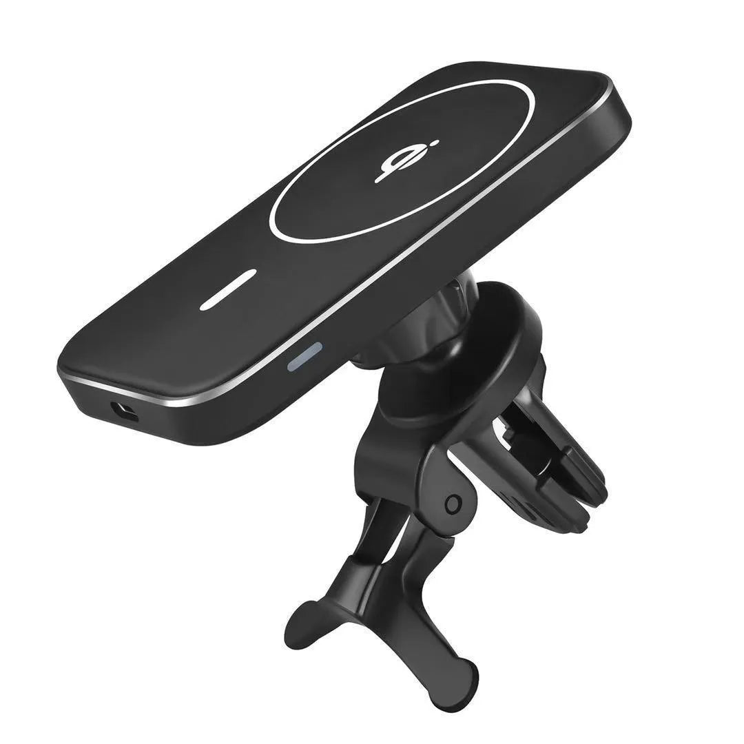 Black M6 magnetic wireless car charger bracket with USB cable for vehicle installation
