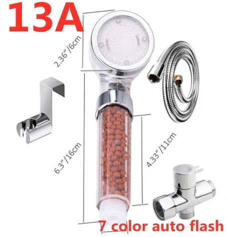 Color Changing LED Shower Head with temperature sensor and high pressure