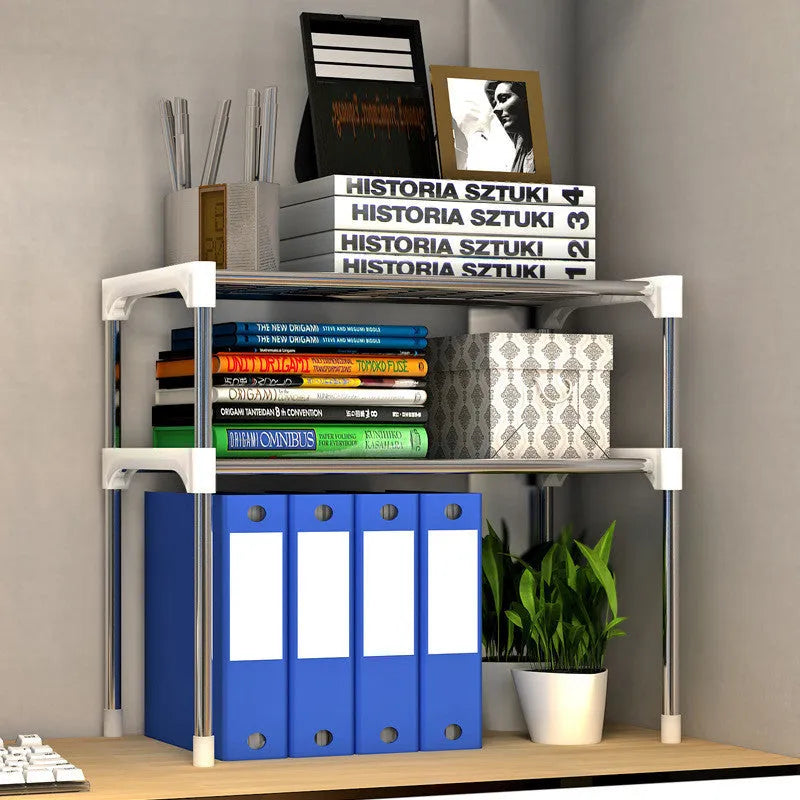 Silver and white microwave shelf rack in 2-tier or 3-tier with iron tubes and plastic connectors