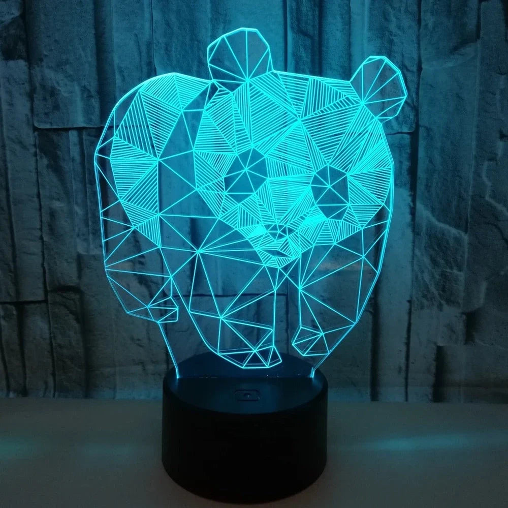 LED stereo night light with black ABS base and acrylic light panel showing multi-colour illumination
