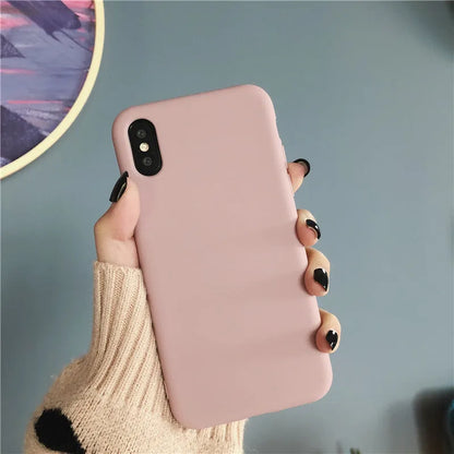 Silicone phone case for iPhone XR and XS Max in a selection of eight colours on a white background