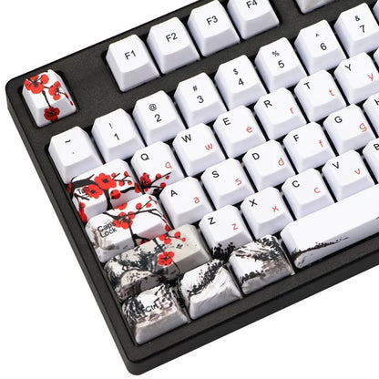 PBT Wangjiang Plum blossom themed mechanical keyboard keycap set with 109 keys in OEM height profile.