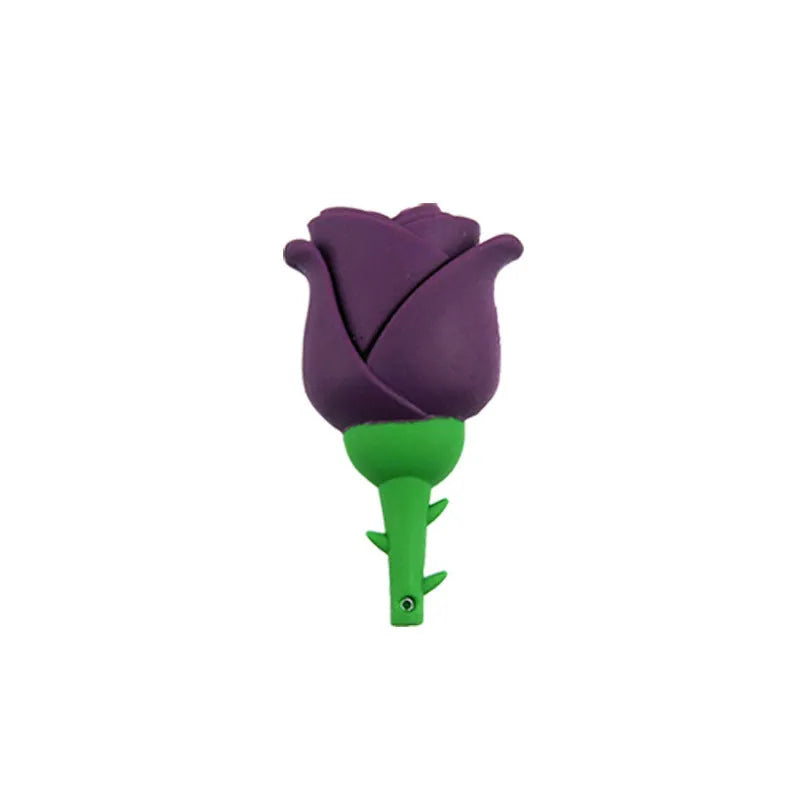 Cartoon rose shape USB flash drive with PVC shell, USB2.0, 20g weight, in Blue Pink Purple Red Yellow